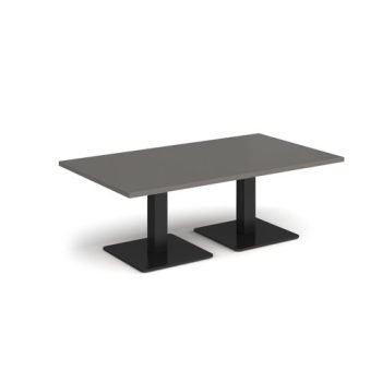 Brescia rectangular coffee table with flat square black bases 1400mm x 800mm - Onyx Grey - BCR1400-K-OG