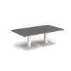 Brescia rectangular coffee table with flat square white bases 1400mm x 800mm - Onyx Grey - BCR1400-WH-OG