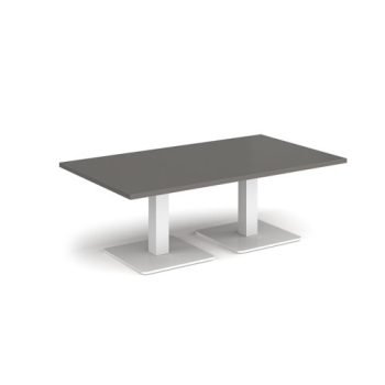 Brescia rectangular coffee table with flat square white bases 1400mm x 800mm - Onyx Grey - BCR1400-WH-OG