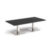 Brescia rectangular coffee table with flat square brushed steel bases 1600mm x 800mm - Black - BCR1600-BS-BK