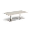 Brescia rectangular coffee table with flat square brushed steel bases 1600mm x 800mm - Light Grey - BCR1600-BS-LG