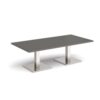 Brescia rectangular coffee table with flat square brushed steel bases 1600mm x 800mm - Onyx Grey - BCR1600-BS-OG