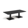 Brescia rectangular coffee table with flat square black bases 1600mm x 800mm - Black - BCR1600-K-BK