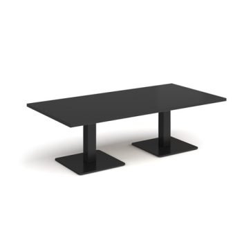 Brescia rectangular coffee table with flat square black bases 1600mm x 800mm - Black - BCR1600-K-BK