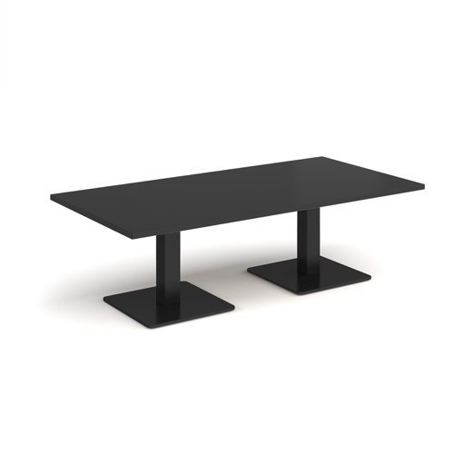 Brescia rectangular coffee table with flat square black bases 1600mm x 800mm - Black - BCR1600-K-BK