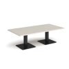 Brescia rectangular coffee table with flat square black bases 1600mm x 800mm - Light Grey - BCR1600-K-LG
