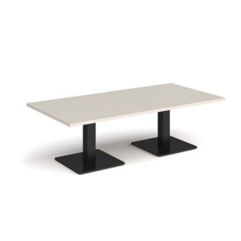Brescia rectangular coffee table with flat square black bases 1600mm x 800mm - Light Grey - BCR1600-K-LG