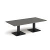 Brescia rectangular coffee table with flat square black bases 1600mm x 800mm -Onyx Grey - BCR1600-K-OG