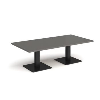 Brescia rectangular coffee table with flat square black bases 1600mm x 800mm -Onyx Grey - BCR1600-K-OG