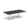Brescia rectangular coffee table with flat square white bases 1600mm x 800mm - Black - BCR1600-WH-BK