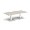 Brescia rectangular coffee table with flat square white bases 1600mm x 800mm - Light Grey - BCR1600-WH-LG