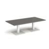Brescia rectangular coffee table with flat square white bases 1600mm x 800mm -Onyx Grey - BCR1600-WH-OG