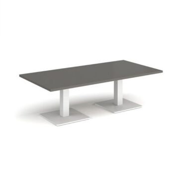 Brescia rectangular coffee table with flat square white bases 1600mm x 800mm -Onyx Grey - BCR1600-WH-OG