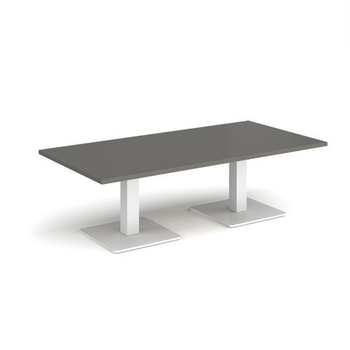 Brescia rectangular coffee table with flat square white bases 1600mm x 800mm -Onyx Grey - BCR1600-WH-OG