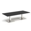 Brescia rectangular coffee table with flat square brushed steel bases 1800mm x 800mm - Black - BCR1800-BS-BK