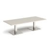 Brescia rectangular coffee table with flat square brushed steel bases 1800mm x 800mm - Light Grey - BCR1800-BS-LG