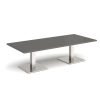 Brescia rectangular coffee table with flat square brushed steel bases 1800mm x 800mm - Onyx Grey - BCR1800-BS-OG