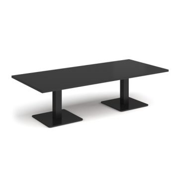 Brescia rectangular coffee table with flat square black bases 1800mm x 800mm - Black - BCR1800-K-BK