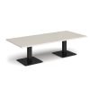 Brescia rectangular coffee table with flat square black bases 1800mm x 800mm - Light Grey - BCR1800-K-LG