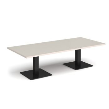Brescia rectangular coffee table with flat square black bases 1800mm x 800mm - Light Grey - BCR1800-K-LG