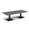 Brescia rectangular coffee table with flat square black bases 1800mm x 800mm - Onyx Grey - BCR1800-K-OG