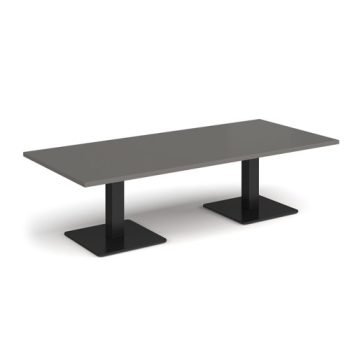 Brescia rectangular coffee table with flat square black bases 1800mm x 800mm - Onyx Grey - BCR1800-K-OG