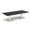 Brescia rectangular coffee table with flat square white bases 1800mm x 800mm - Black - BCR1800-WH-BK