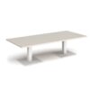 Brescia rectangular coffee table with flat square white bases 1800mm x 800mm - Light Grey - BCR1800-WH-LG