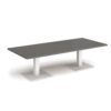 Brescia rectangular coffee table with flat square white bases 1800mm x 800mm - Onyx Grey - BCR1800-WH-OG