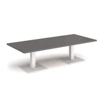 Brescia rectangular coffee table with flat square white bases 1800mm x 800mm - Onyx Grey - BCR1800-WH-OG