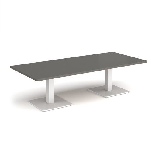 Brescia rectangular coffee table with flat square white bases 1800mm x 800mm - Onyx Grey - BCR1800-WH-OG