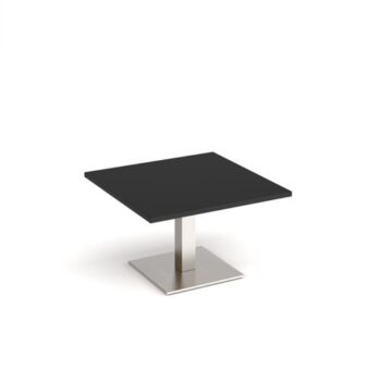 Brescia square coffee table with flat square brushed steel base 800mm - Black - BCS800-BS-BK