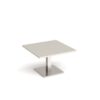 Brescia square coffee table with flat square brushed steel base 800mm - Light Oak - BCS800-BS-LG