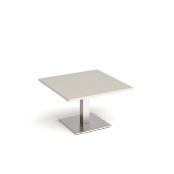 Brescia square coffee table with flat square brushed steel base 800mm - Light Oak - BCS800-BS-LG
