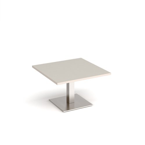 Brescia square coffee table with flat square brushed steel base 800mm - Light Oak - BCS800-BS-LG