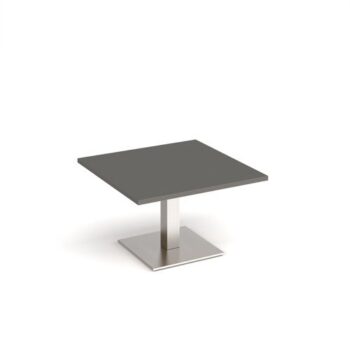 Brescia square coffee table with flat square brushed steel base 800mm - Onyx Grey - BCS800-BS-OG