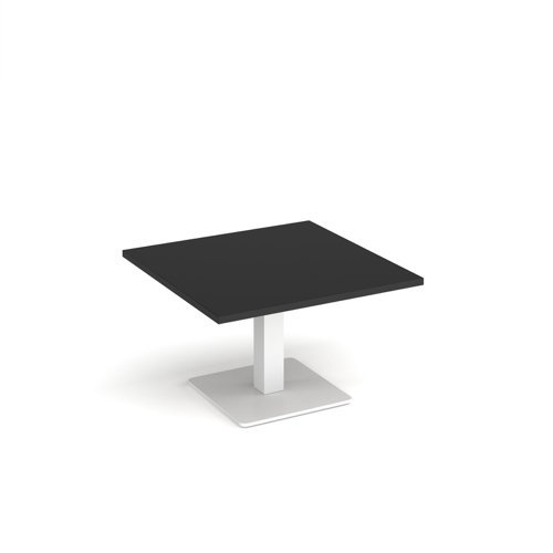 Brescia square coffee table with flat square white base 800mm - Black - BCS800-WH-BK