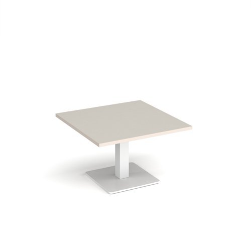 Brescia square coffee table with flat square white base 800mm - Light Grey - BCS800-WH-LG