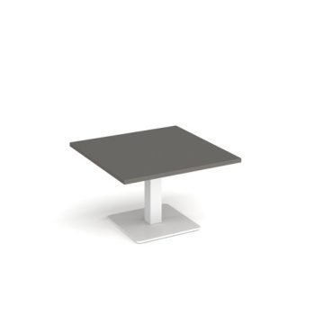 Brescia square coffee table with flat square white base 800mm - Onyx grey - BCS800-WH-OG