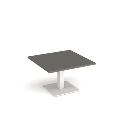 Brescia square coffee table with flat square white base 800mm - Onyx grey - BCS800-WH-OG