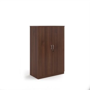 Deluxe double door cupboard 1600mm high with 3 shelves - Walnut - BD16W