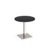 Brescia circular dining table with flat square brushed steel base 800mm - Black - BDC800-BS-BK
