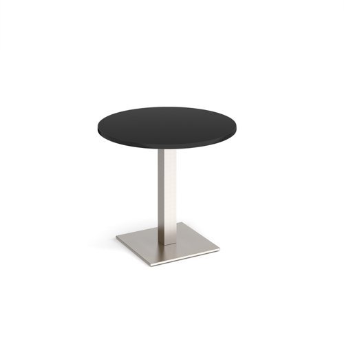 Brescia circular dining table with flat square brushed steel base 800mm - Black - BDC800-BS-BK