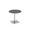 Brescia circular dining table with flat square brushed steel base 800mm -Onyx Grey - BDC800-BS-OG