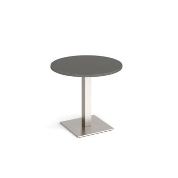 Brescia circular dining table with flat square brushed steel base 800mm -Onyx Grey - BDC800-BS-OG