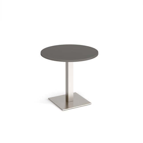 Brescia circular dining table with flat square brushed steel base 800mm -Onyx Grey - BDC800-BS-OG