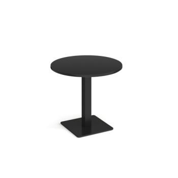 Brescia circular dining table with flat square black base 800mm - Black - BDC800-K-BK