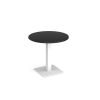 Brescia circular dining table with flat square white base 800mm - Black - BDC800-WH-BK
