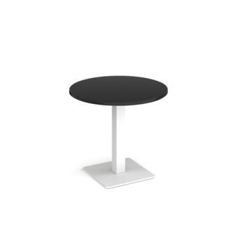 Brescia circular dining table with flat square white base 800mm - Black - BDC800-WH-BK