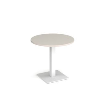 Brescia circular dining table with flat square white base 800mm - Light Grey - BDC800-WH-LG
